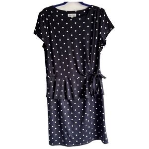 Polka Dot Navy Peplum Dress XL